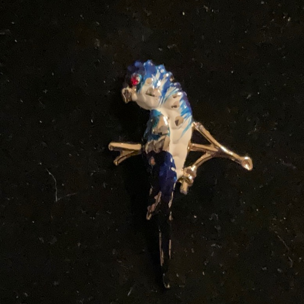 Vintage Gold-tone Enameled Parrot Brooch Pin